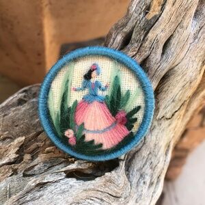 Vintage Hand Stitched Sweet Girl Pin